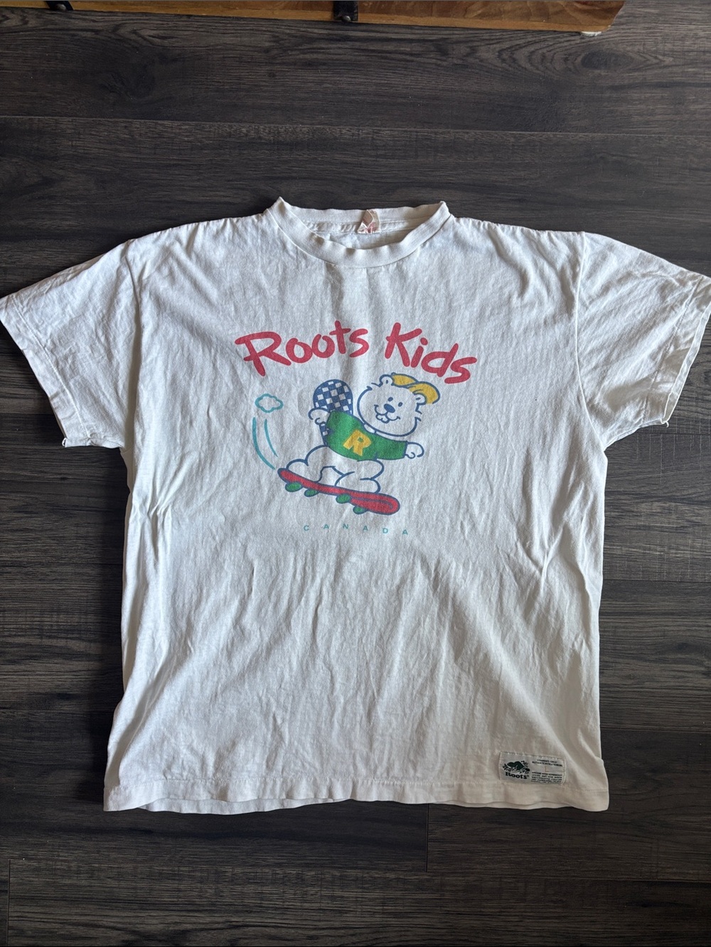 Vintage 90s Roots Kids Skateboarding Beaver Tshirt, Single Stitch with Jock-tag